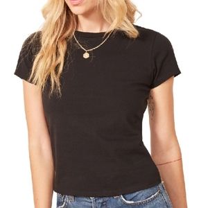 Reformation Black 70s T, Size M